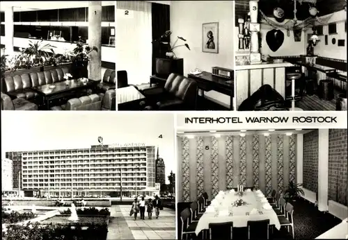 Ak Hansestadt Rostock, Interhotel Warnow, Empfangshalle, Boutique, Salon III, Appartement