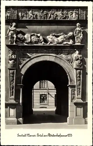 Ak Hansestadt Wismar, Portal am Fürstenhof anno 1553