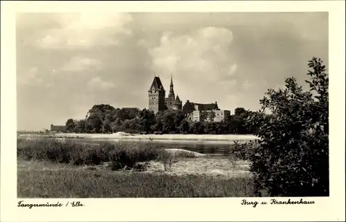 Ak Tangermünde an der Elbe, Burg und Krankenhaus