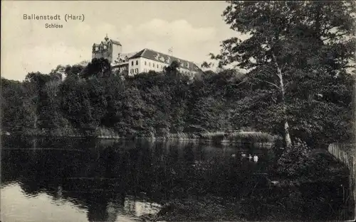 Ak Ballenstedt im Harz, Schloss, See