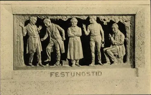 Ak Reuterstadt Stavenhagen in Mecklenburg, Festungstid, Darstellung an Denkmal