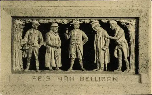 Ak Reuterstadt Stavenhagen in Mecklenburg, Reis nah Bellingen, Darstellung an Denkmal