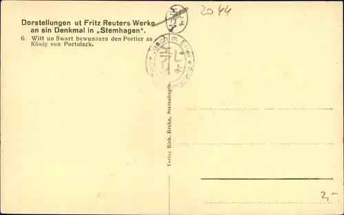 Ak Reuterstadt Stavenhagen in Mecklenburg, Reis nah Bellingen, Darstellung an Denkmal