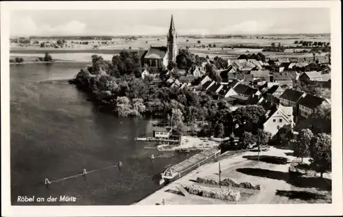Ak Röbel an der Müritz, Ort aus der Vogelschau