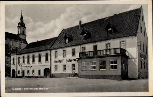 Ak Zehren in Sachsen, Gasthof Zehren, Besitzer Robert Müller, Kirche