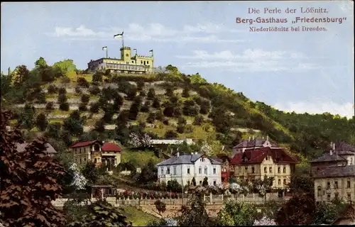 Ak Niederlössnitz Niederlößnitz Radebeul Sachsen, Berg-Gasthaus Friedensburg