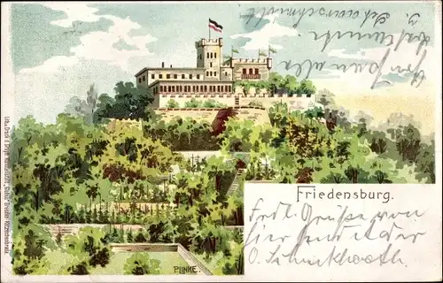 Künstler Litho Linke, P., Radebeul Sachsen, Berggaststätte Friedensburg