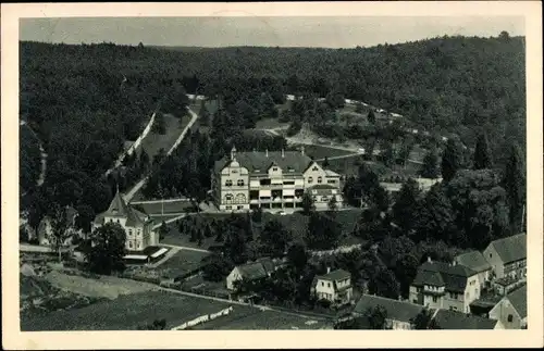 Ak Coswig in Sachsen, Provis. Tuberkuloseklinik, Luftbild