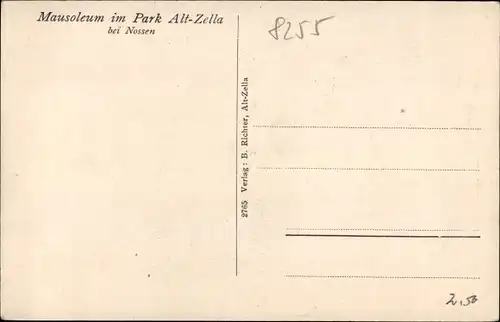 Ak Alt Zella Nossen in Sachsen, Mausoleum im Park