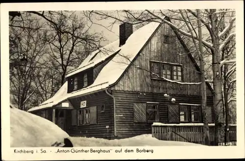 Ak Kirchberg in Sachsen, Anton Günther Berghaus auf dem Borberg, Winter