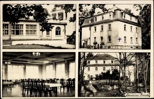 Foto Ak Kreischa bei Dresden, Sanatorium, Speisesaal, Außenansichten