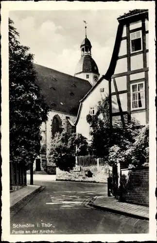 Ak Schmölln in Thüringen, Partie an der Kirche