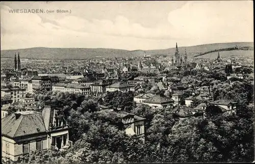 Ak Wiesbaden in Hessen, Panorama, von Süden