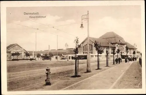 Ak Darmstadt in Hessen, Hauptbahnhof, Straßenseite