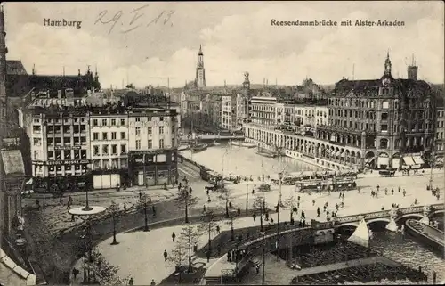 Ak Hamburg Mitte Neustadt, Reesendammbrücke mit Alster-Arkaden