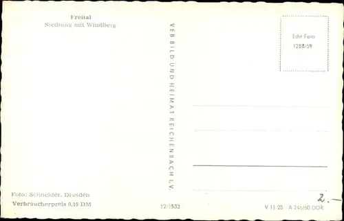 Ak Freital in Sachsen, Siedlung mit Windberg