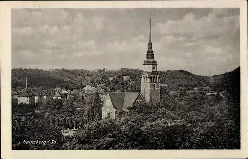Ak Hainsberg Freital in Sachsen, Teilansicht, Turm