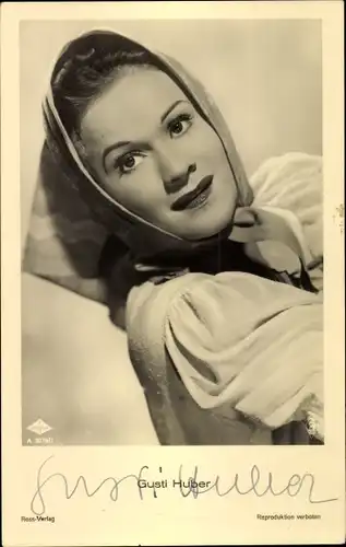 Ak Schauspielerin Gusti Huber, Portrait, Autogramm