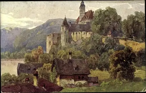 Künstler Ak Lach, Fritz, Schönbühel Aggsbach in Niederösterreich, Kirche, Nibelungenweg