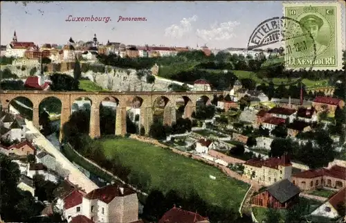 Ak Luxemburg, Panorama mit Brücke