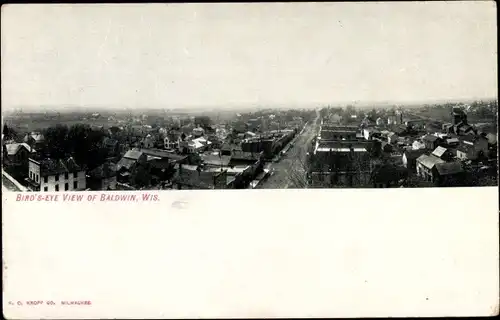 Ak Baldwin Wisconsin USA, Vogelschau
