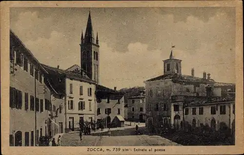 Ak Zocca Modena Emilia-Romagna, Marktplatz, Kirchturm