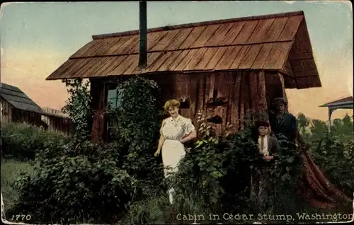 Ak Washington State USA, Cabin in Cedar Stump