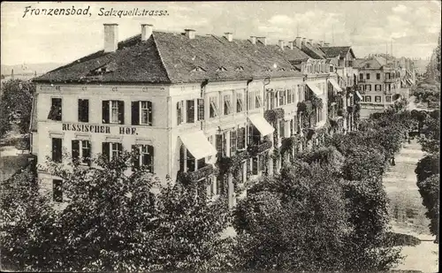 Ak Františkovy Lázně Franzensbad Region Karlsbad, Russischer Hof, Salzquellstraße