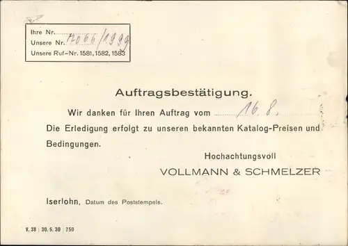 Ak Iserlohn im Märkischen Kreis, Messing Schirmhalter, Vollmann & Schmelzer, Schirmbecken