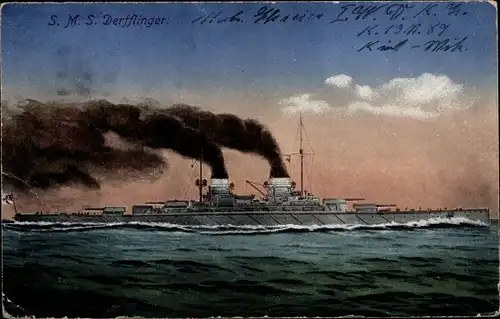 Ak Deutsches Kriegsschiff, SMS Derfflinger, Großer Kreuzer