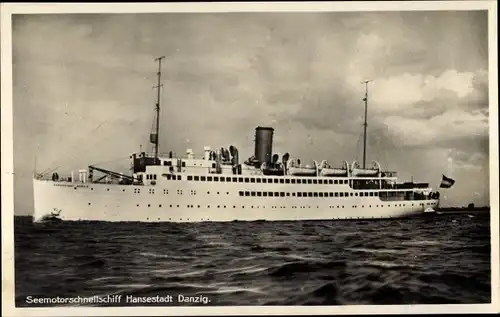 Ak Seemotorschnellschiff Hansestadt Danzig, Fährschiff