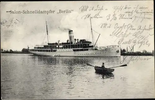 Ak Salonschnelldampfer Berlin, Swinemünder Dampfschifffahrtsgesellschaft