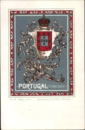 Wappen Litho Portugal, Königreich, Krone