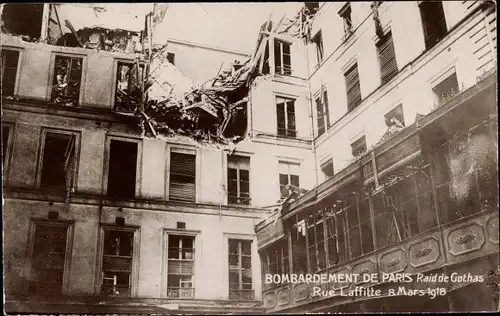 Ak Paris IX., Raid de Gothas, Rue Laffitte, 8 Mars 1918, Kriegszerstörungen