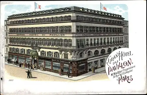 Litho Paris VIII Arrondissement Élysée, Grand Hotel du Pavillon, Rue de l'Echiquiier