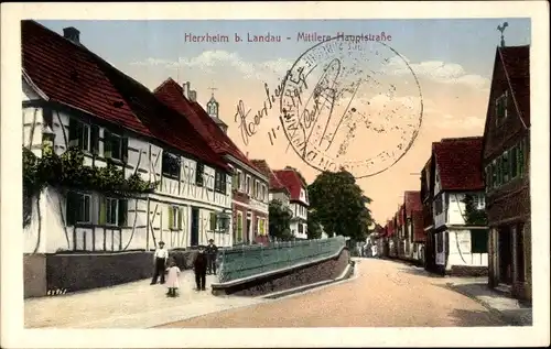 Ak Herxheim bei Landau in der Pfalz, Mittlere Hauptstraße