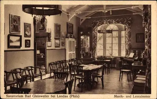 Ak Gleisweiler in der Pfalz, Sanatorium, Musik- und Lesezimmer