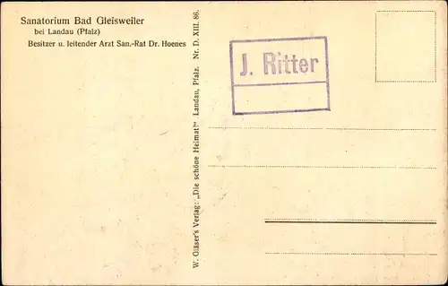 Ak Gleisweiler in der Pfalz, Sanatorium, Musik- und Lesezimmer