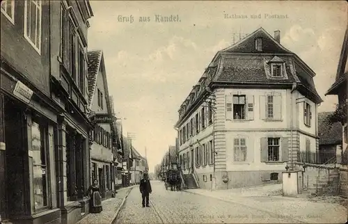 Ak Kandel in der Pfalz Bienwald, Rathaus und Postamt