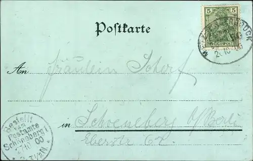 Mondschein Litho St. Johann Saarbrücken im Saarland, Teilansicht mit Brücke, Johanniskirche