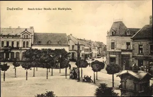 Ak Dudweiler Saarbrücken im Saarland, Saarbrücker Straße, Marktplatz
