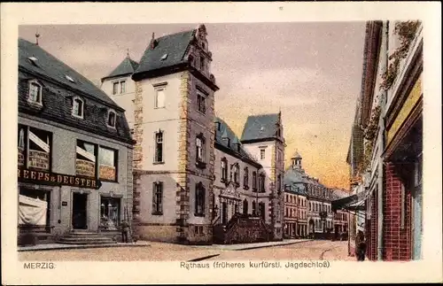 Ak Merzig Saarland, Rathaus, früheres kurfürstliches Jagdschloss