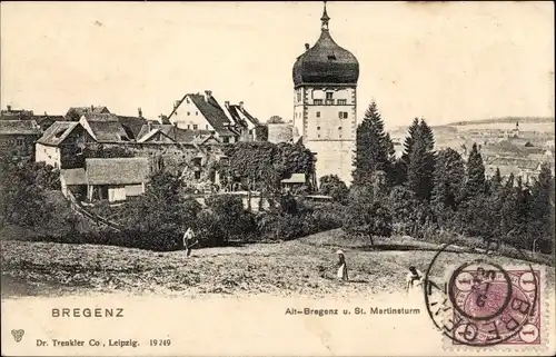 Ak Bregenz am Bodensee Vorarlberg, Teilansicht mit St. Martinsturm