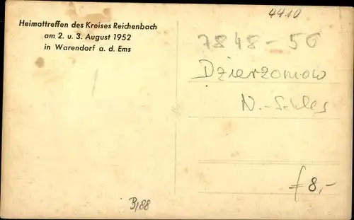 Ak Dzierżoniów Reichenbach Eulengebirge Schlesien, Heimattreffen in Warendorf 1952