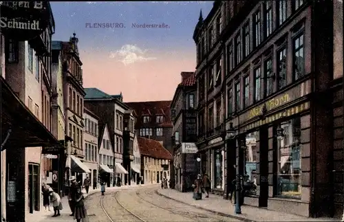 Ak Flensburg in Schleswig Holstein, Norderstraße, Handlung Max Horn