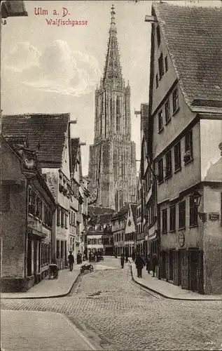 Ak Ulm an der Donau, Walfischgasse, Kirche, Küferei