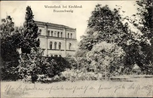 Ak Westerbrak Niedersachsen, Blick auf ein Haus mit Park
