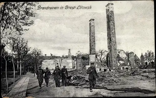 Ak Brest Litowsk Weißrussland, Brandruinen, I. WK