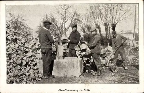 Ak Metallsammlung im Felde, I. WK