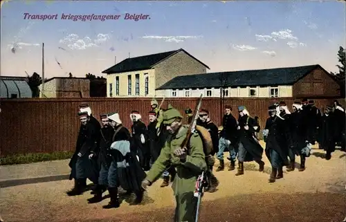 Ak Transport kriegsgefangener Belgier, I. WK